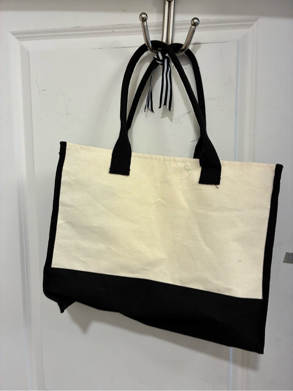 Monogram Canvas Tote Bag - Cream & Black - Picture 2 of 5